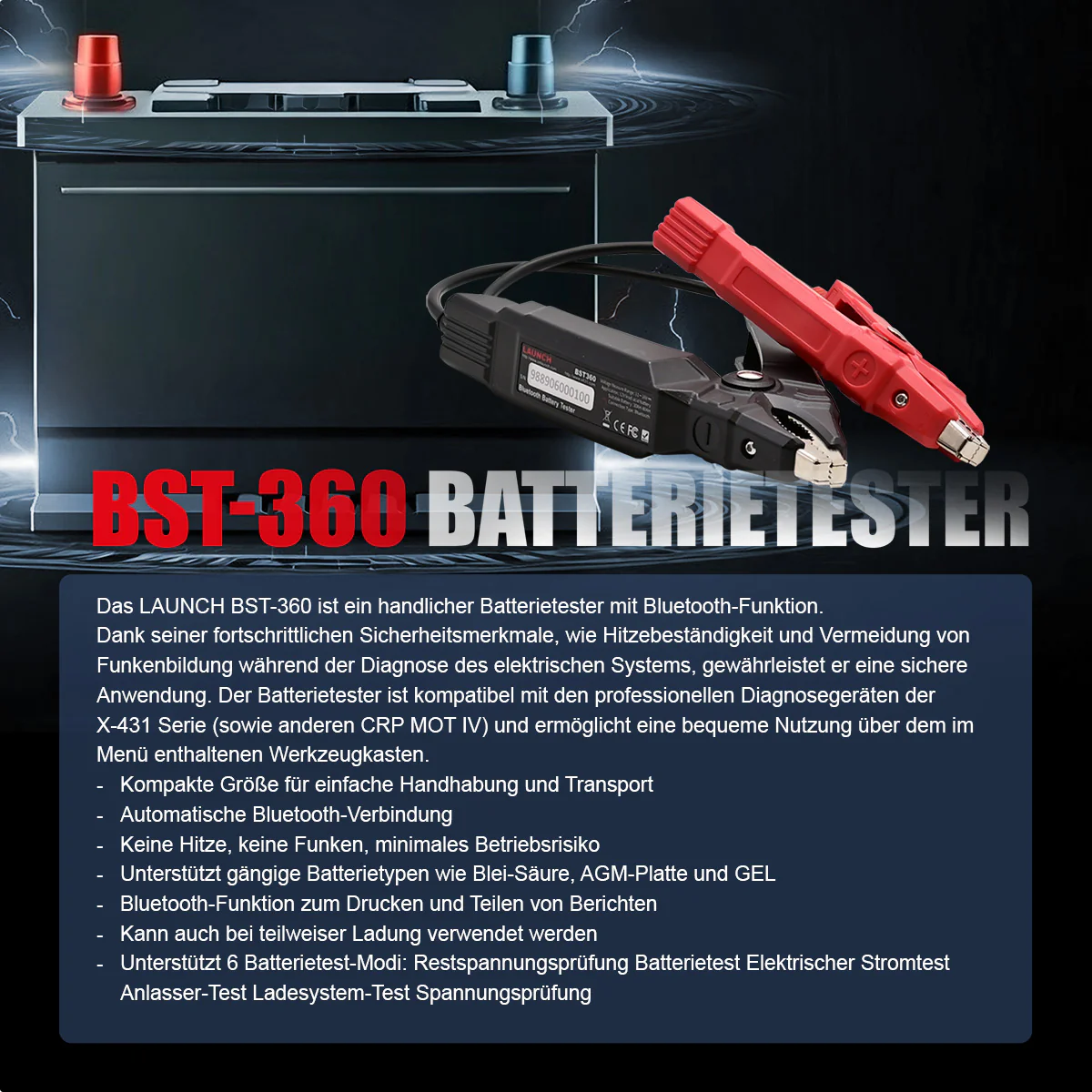 BST-360 Bluetooth Batterietester - Image 3