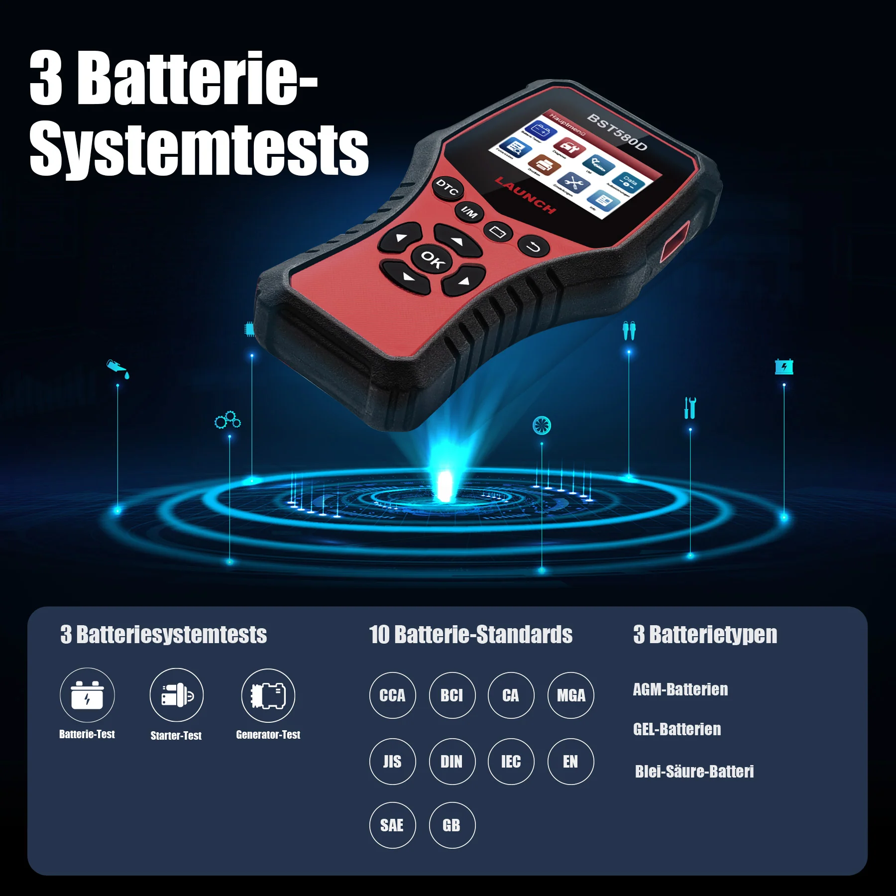 BST-580D Batterietester/ OBDII Tester - Image 3