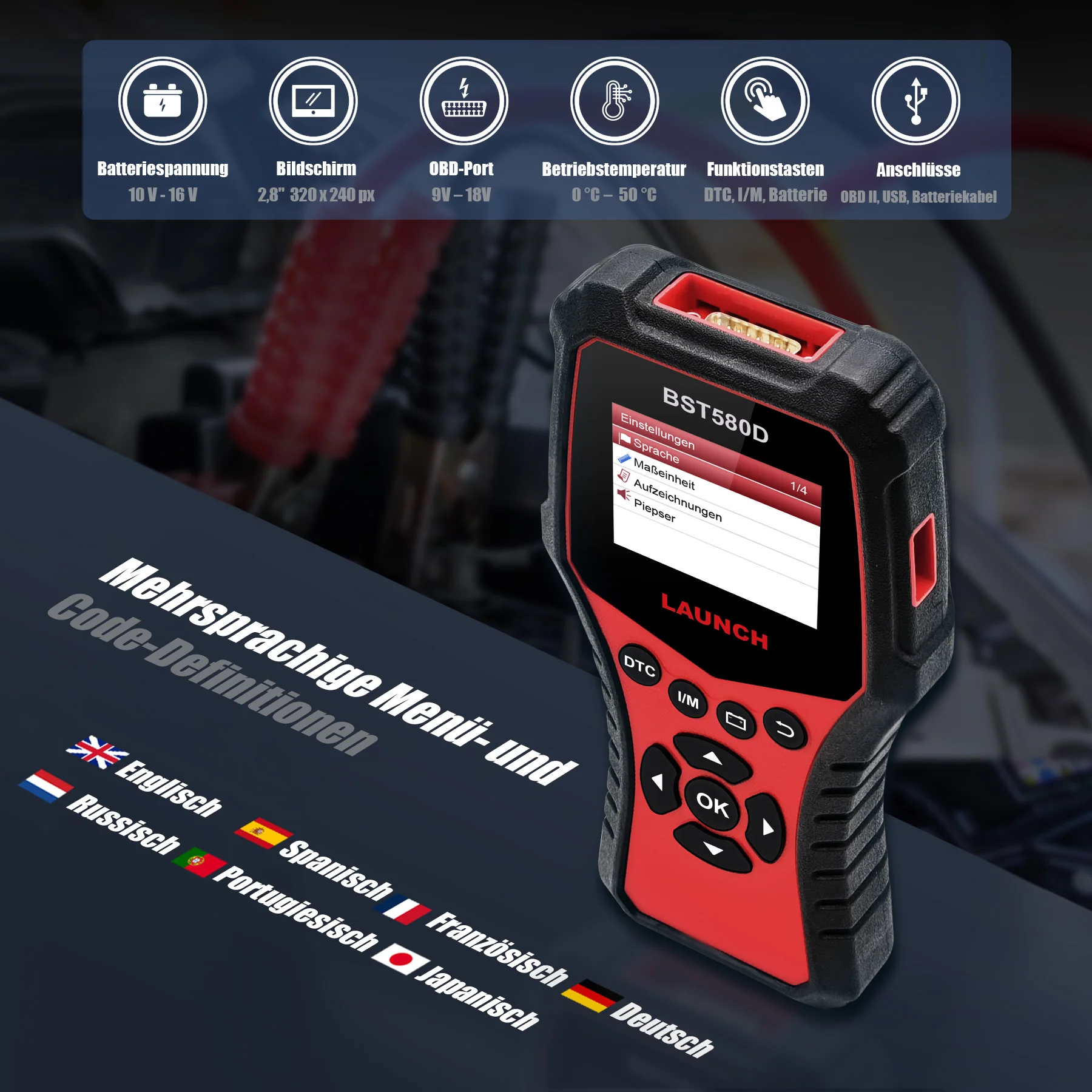 BST-580D Batterietester/ OBDII Tester - Image 6